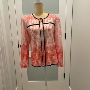 Ming Wang snap front cardigan blazer long sleeve size medium peach colored